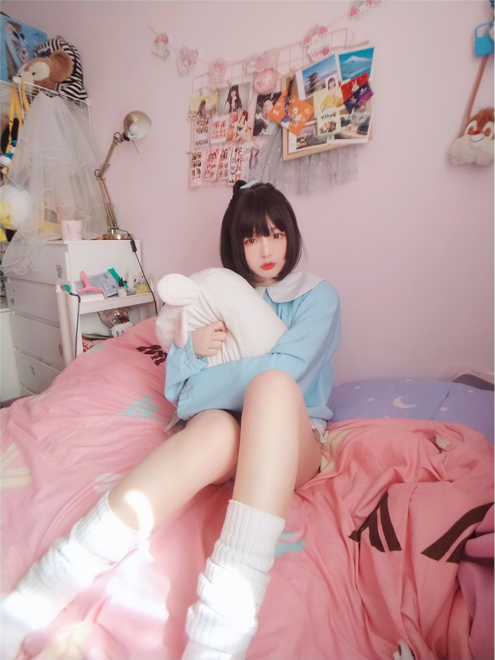 Kagura - No.63 light blue white socks(41)